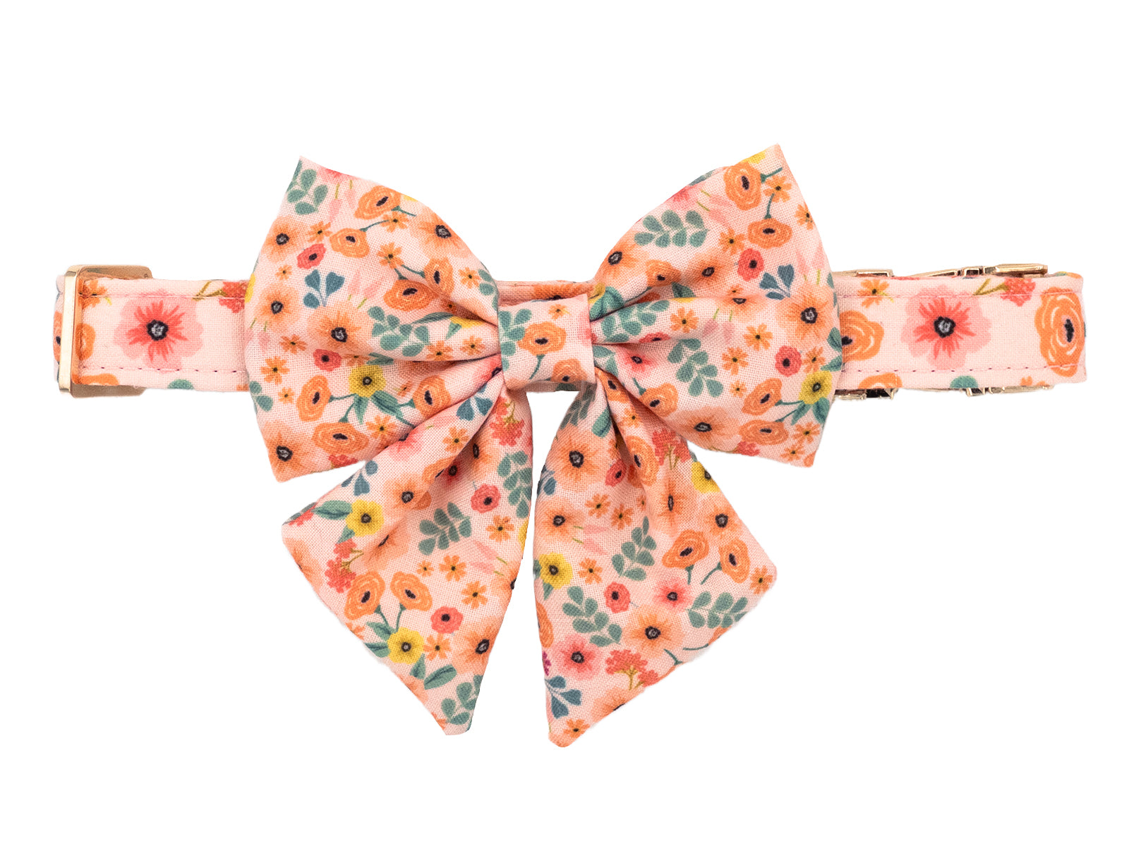 Peach Floral Lady Dog Bow Tie Collar