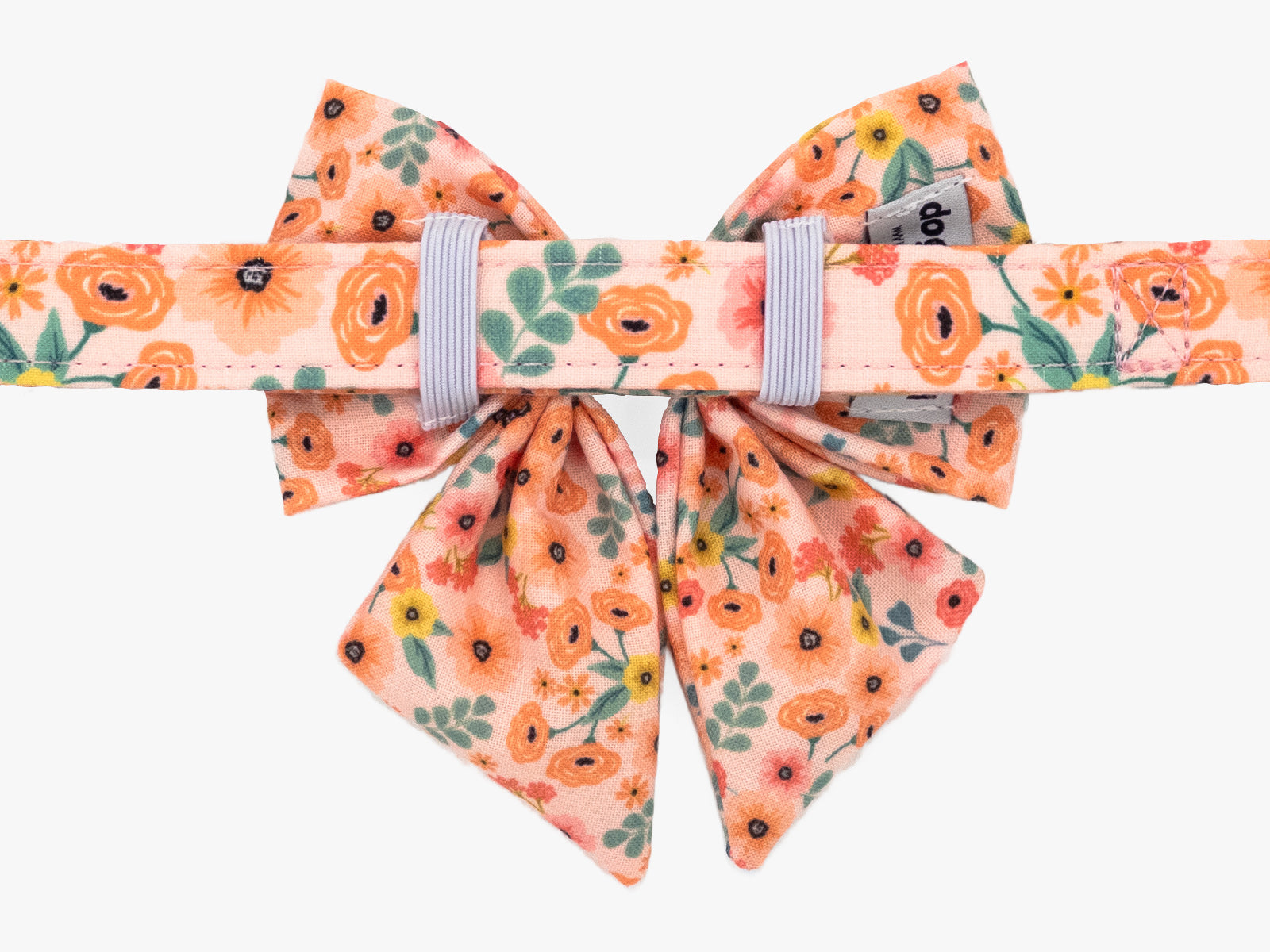 Peach Floral Lady Dog Bow Tie Collar