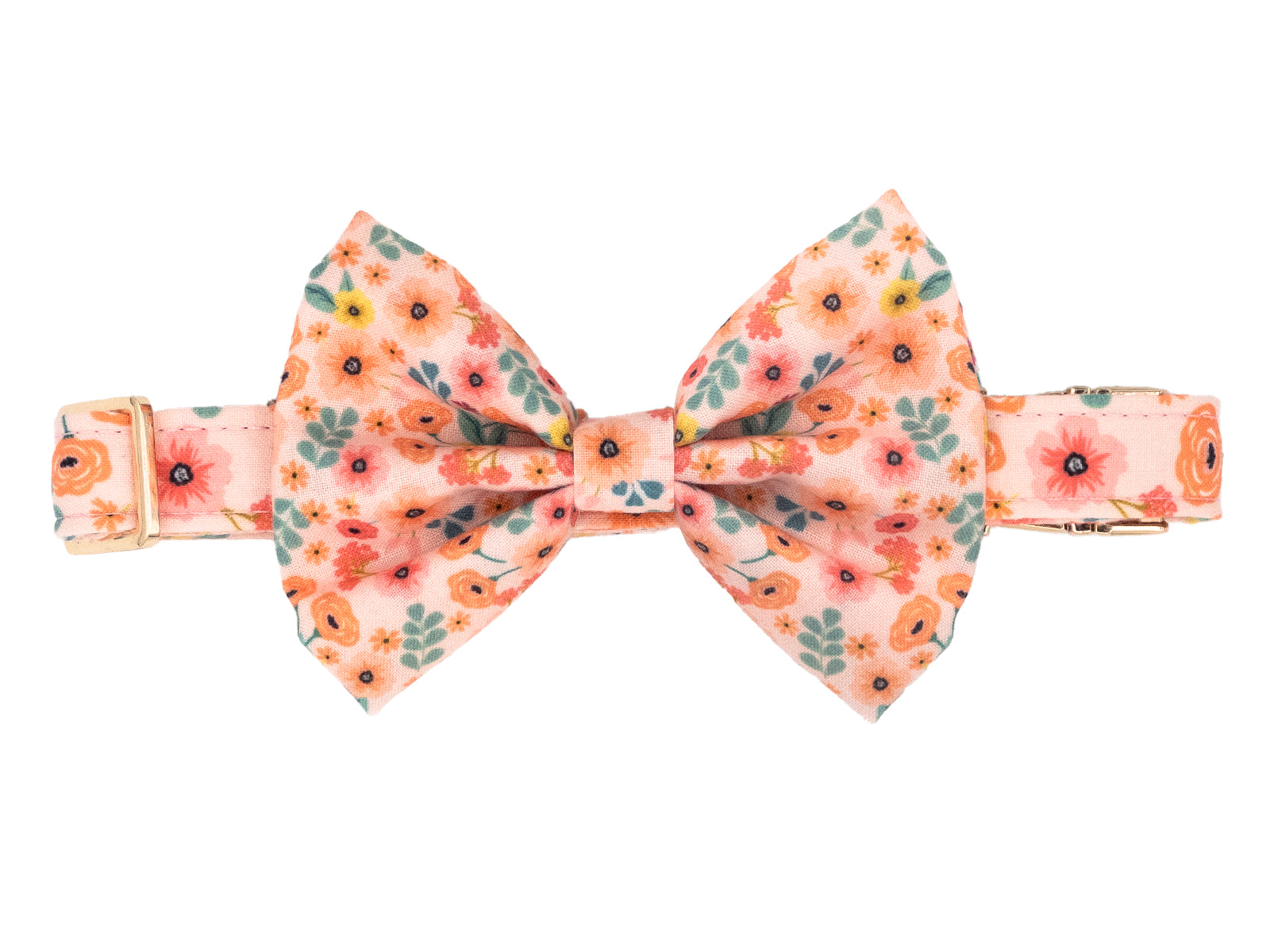 Peach Floral Dog Bow Tie Collar