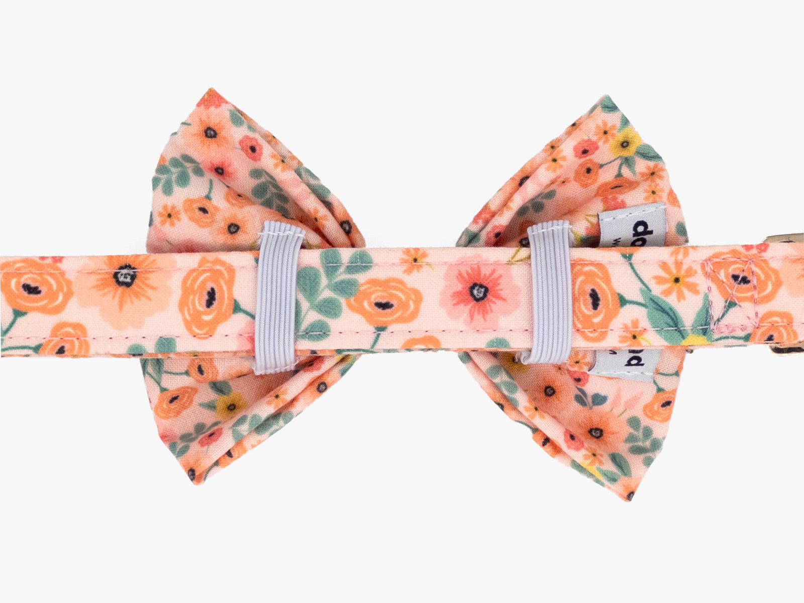 Peach Floral Dog Bow Tie Collar