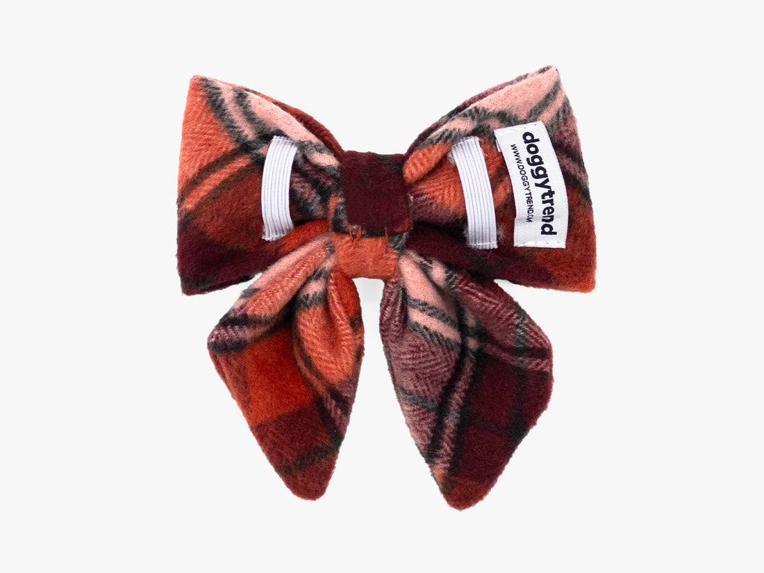 True North Orange Plaid Lady Dog Bow Tie