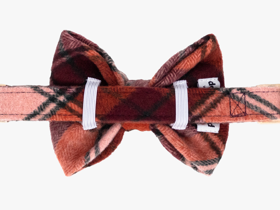 True North Orange Plaid Dog Bow Tie Collar