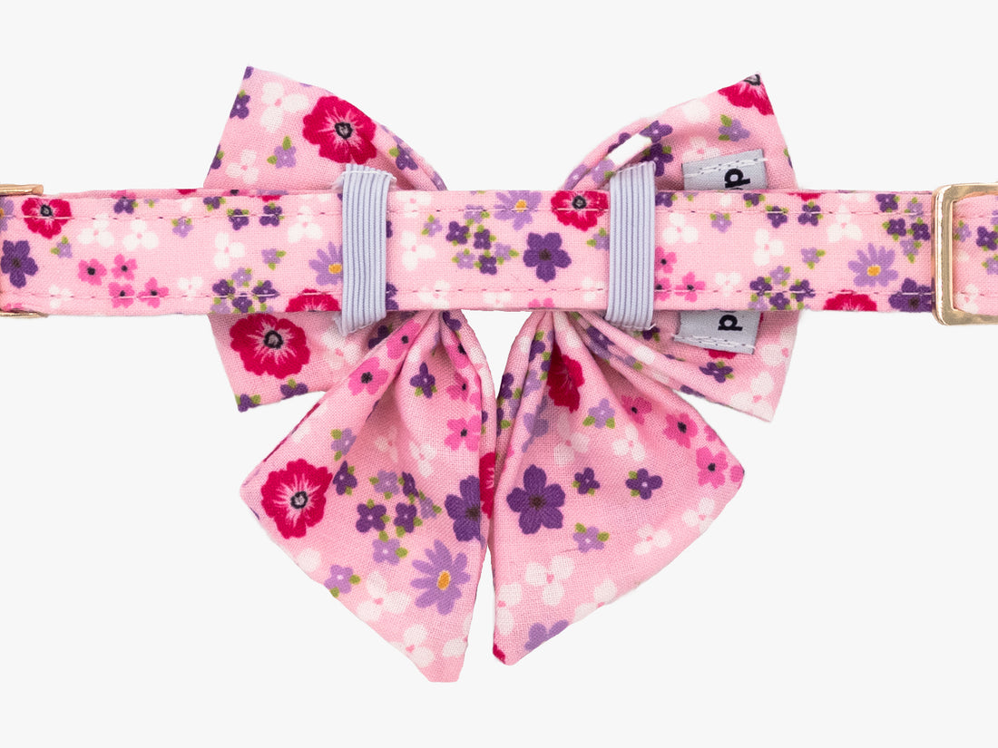 Soft Pink Petal Floral Lady Dog Bow Tie Collar