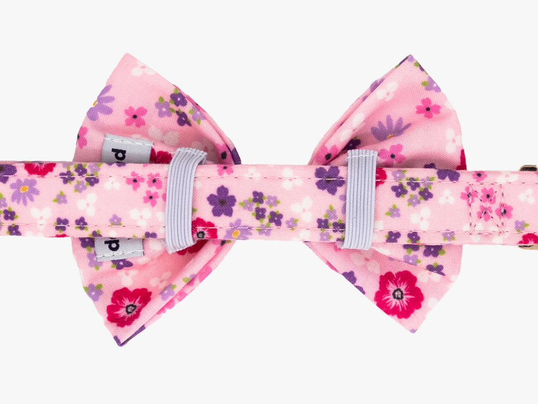 Soft Pink Petal Floral Dog Bow Tie Collar