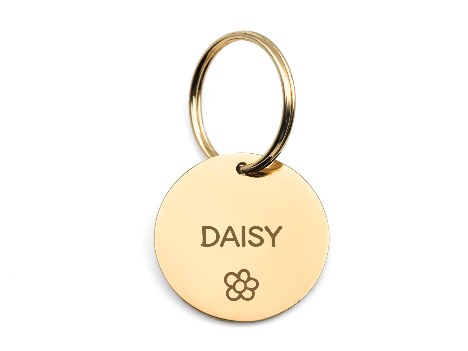 Circle Pet ID Tag With Flower Art