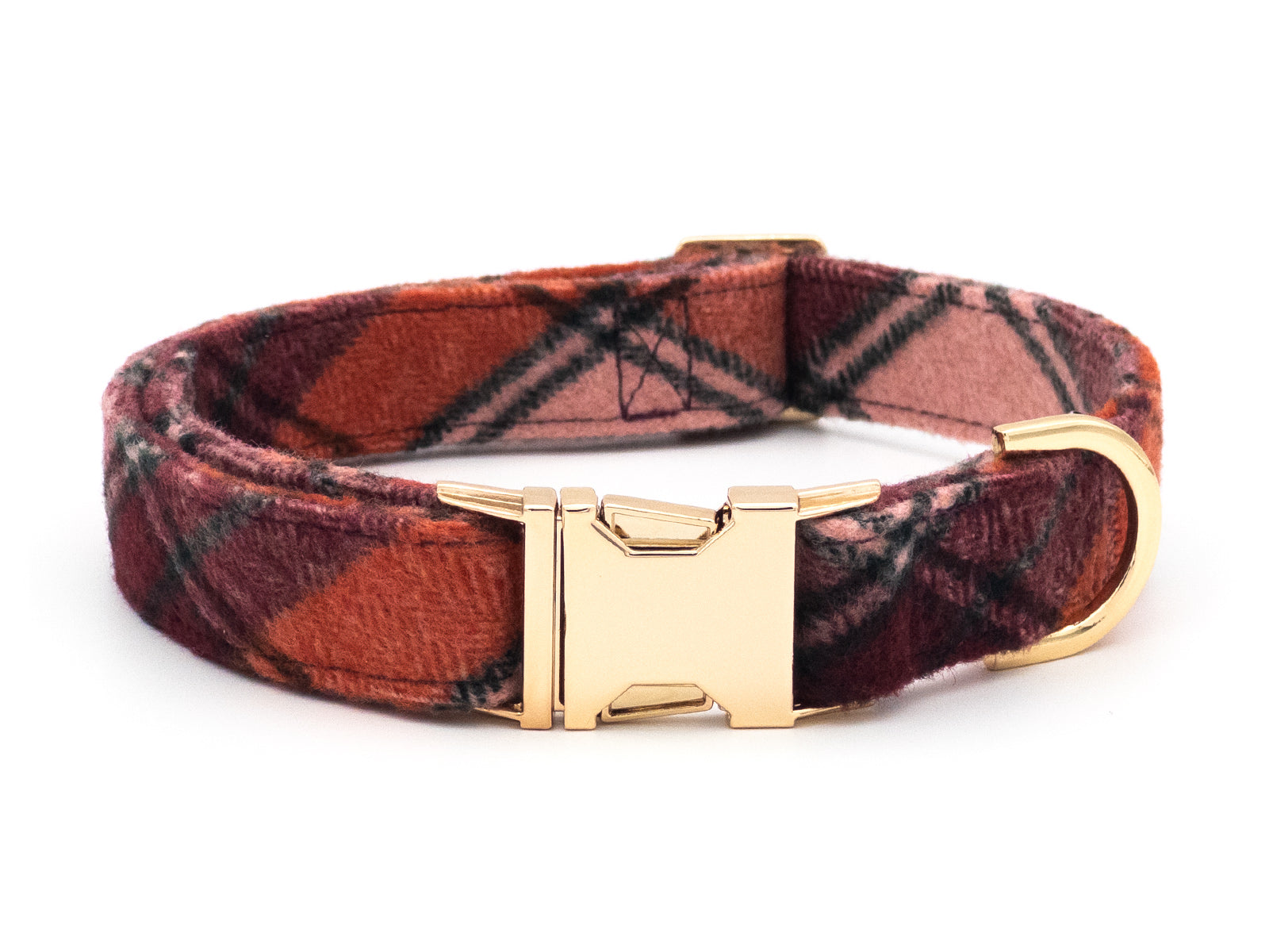True North Orange Plaid Flannel Dog Collar