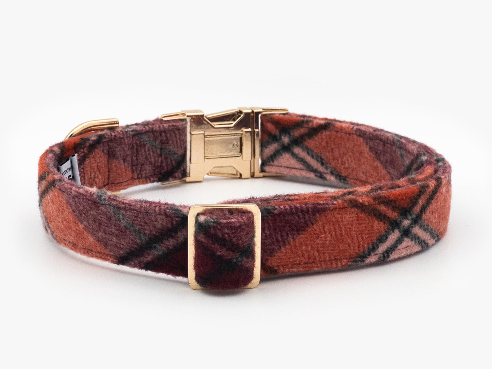 True North Orange Plaid Flannel Dog Collar
