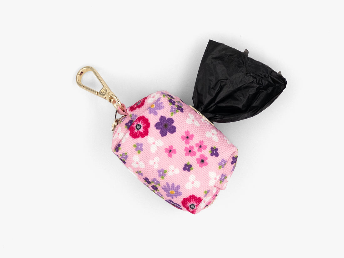 Pink Petal Floral Dog Waste Bag Holder
