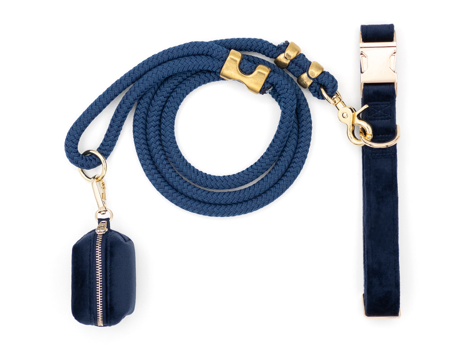Navy Blue Velvet Dog Walk Set